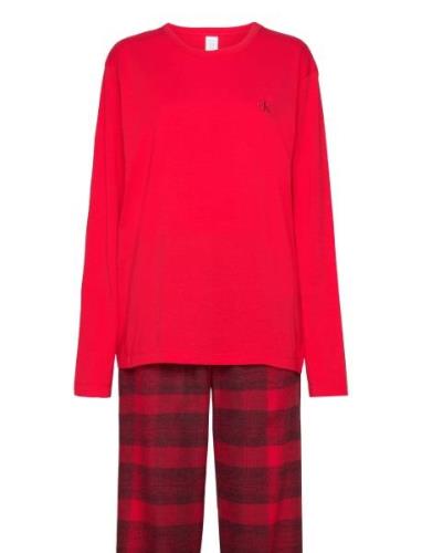 L/S Pant Set Pyjamas Nattøj Red Calvin Klein