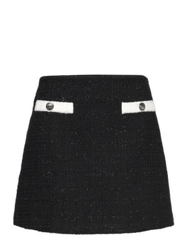 Tweed Mini Skirt Kort Nederdel Black Tommy Hilfiger