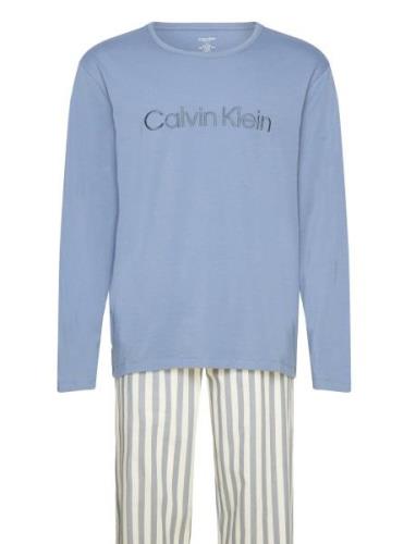 L/S Pant Set Pyjamas Nattøj Blue Calvin Klein