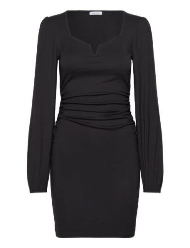 Rudina Puff Sleeve Short Dress Kort Kjole Black Bubbleroom