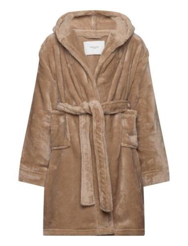 Rhflurry Hooded Fleece Robe Morgenkåbe Badekåbe Beige Rosemunde Kids