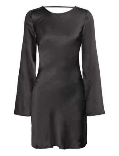 Satin Mini Dress Kort Kjole Black Gina Tricot