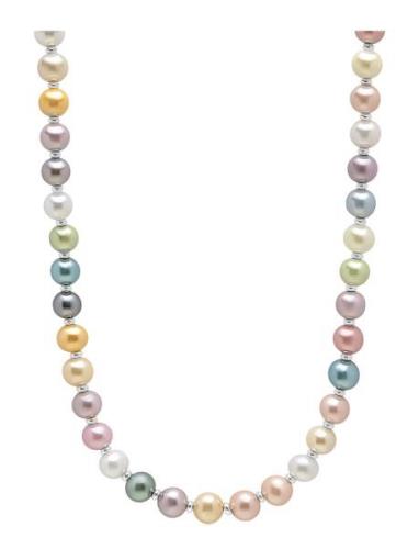 Pastel Pearl Necklace With Silver Halskæde Smykker Multi/patterned Nia...