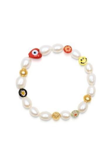 Men's Smiley Face Pearl Bracelet Armbånd Smykker Multi/patterned Niala...