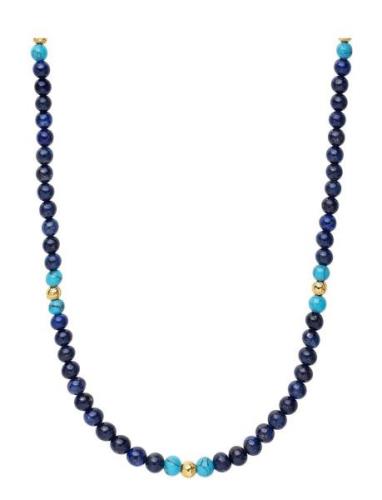 Beaded Necklace With Blue Lapis, Turquoise, And Gold Halskæde Smykker ...