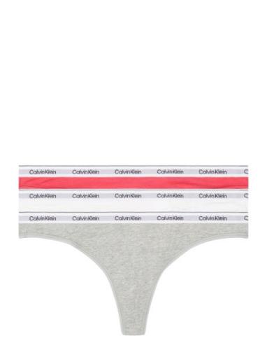 Thong 3Pk G-streng Undertøj Grey Calvin Klein