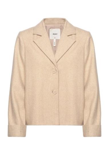 Objnicole L/S Wool Jacket Noos Uldjakke Jakke Beige Object