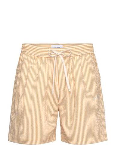 Stan Stripe Seersucker Swim Shorts Badeshorts Yellow Les Deux