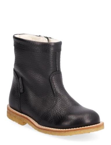 Boots - Flat - With Zipper Vinterstøvler Pull On Black ANGULUS