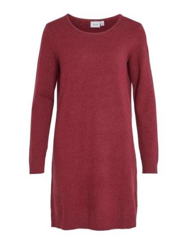 Viril L/S Knit Dress - Noos Knælang Kjole Red Vila