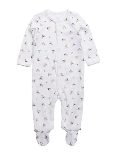 Polo Bear Cotton Coverall Langærmet Body White Ralph Lauren Baby