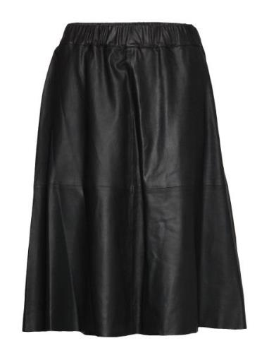 Skirt Knælang Nederdel Black DEPECHE