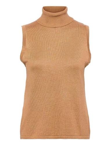 Raka Knit Turtleneck Vests Knitted Vests Brown Minus