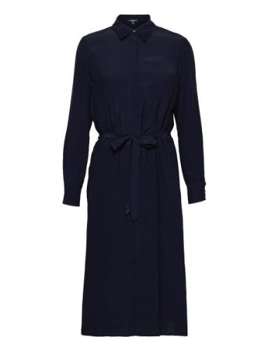 Shirt Dress With Lenzing™ Ecovero™ Knælang Kjole Navy Esprit Collectio...