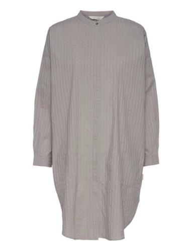 Oline Cotton Shirt Dress Knælang Kjole Silver Gai+Lisva
