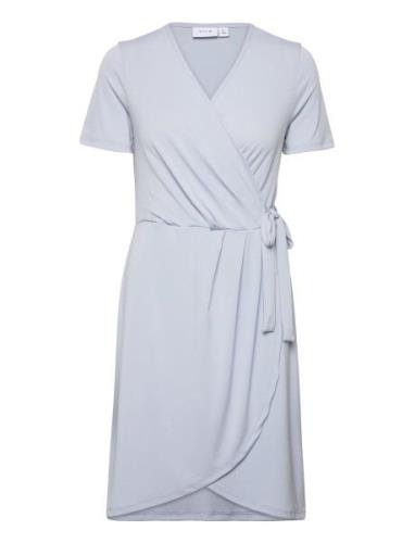 Vinayeli S/S Knee Wrap Dress/Su - Noos Knælang Kjole Blue Vila