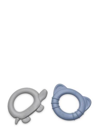 Tiny Bio Teether Ring Blue & Grey-2 Pcs Toys Baby Toys Teething Toys B...