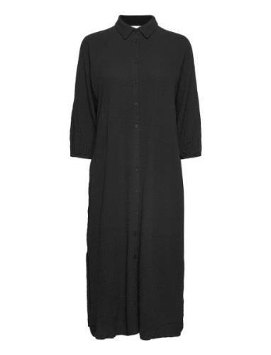 Kabarral Shirt Dress 3/4 Sl Knælang Kjole Black Kaffe