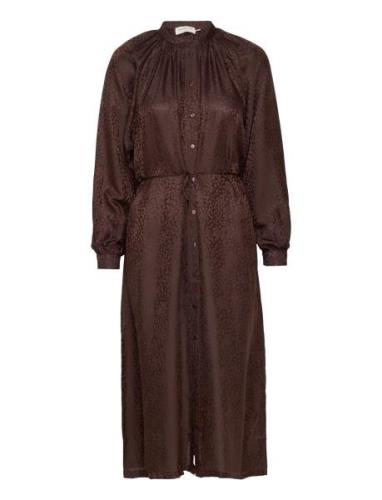 Viscose / Silk Dress Knælang Kjole Brown Rosemunde