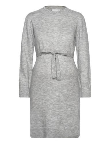 Mlnewanne L/S Abk Knit Dress A. Noos Knælang Kjole Grey Mamalicious