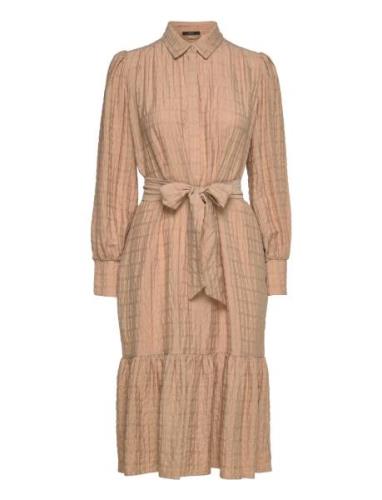 Checked Midi Dress Knælang Kjole Brown Esprit Collection