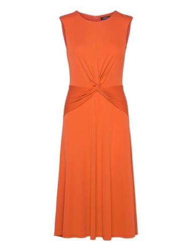 Twist-Front Jersey Dress Knælang Kjole Orange Lauren Ralph Lauren