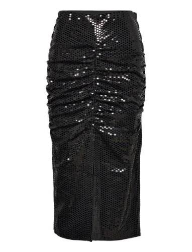 Slfsandy Hw Midi Skirt B Knælang Nederdel Black Selected Femme