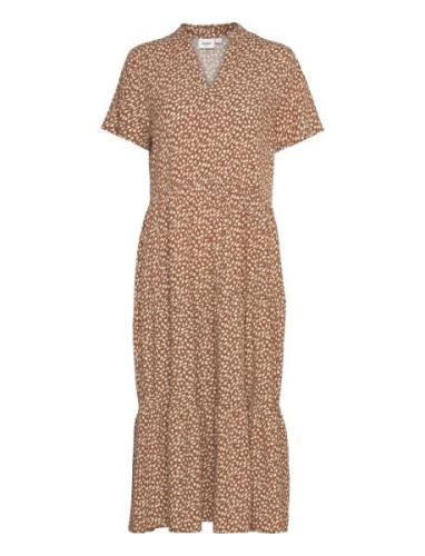 Edasz Ss Maxi Dress Knælang Kjole Brown Saint Tropez