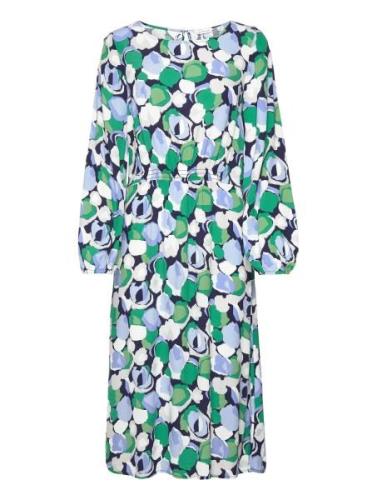 Dress With Smocking Detail Knælang Kjole Green Tom Tailor