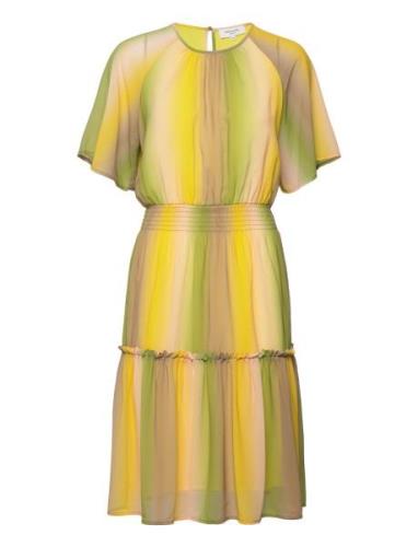 Recycled Polyester Dress Knælang Kjole Yellow Rosemunde