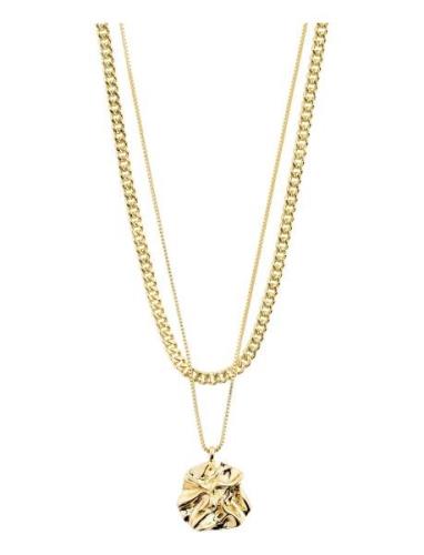 Willpower Curb & Coin Necklace, 2-In-1 Set, Gold-Plated Accessories Je...