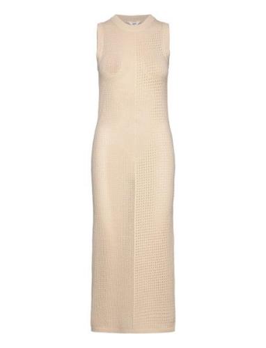 Objpalia S/L Knit Dress 126 Knælang Kjole Beige Object