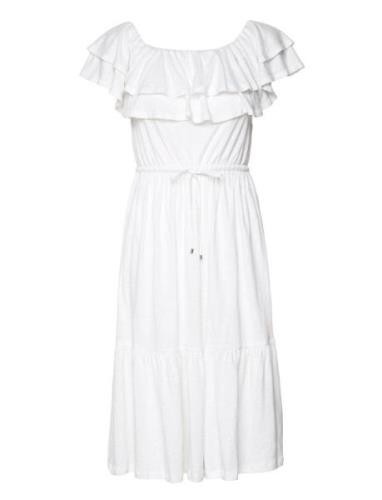 Jersey Off-The-Shoulder Dress Knælang Kjole White Lauren Ralph Lauren