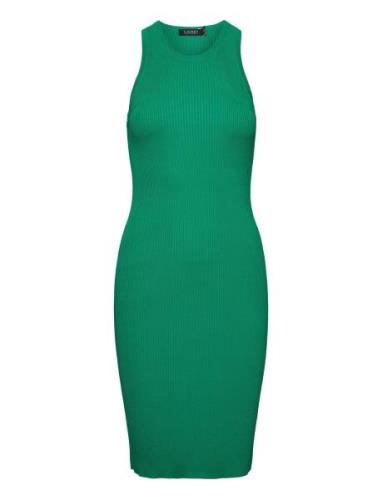 Matte Rayon/Nylon-Dress Knælang Kjole Green Lauren Ralph Lauren