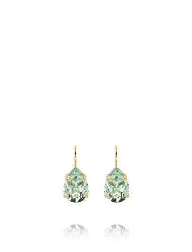 Mini Drop Clasp Earrings Gold Ørestickere Smykker Green Caroline Svedb...