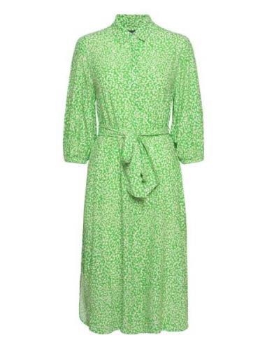 Cadie Delph Drape Shirt Drs Knælang Kjole Green French Connection
