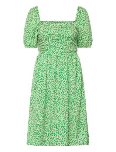 Cadie Verona Sq Nk Uk Len Dres Knælang Kjole Green French Connection