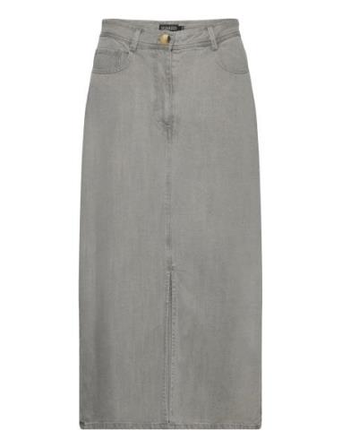 Slfriday Skirt Knælang Nederdel Grey Soaked In Luxury
