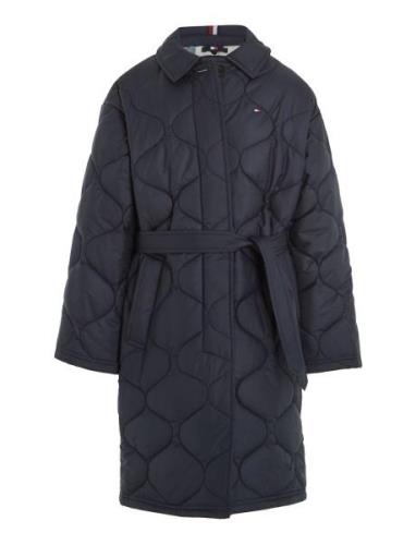 Quilted Long Trench Outerwear Jackets & Coats Quilted Jackets Navy Tom...