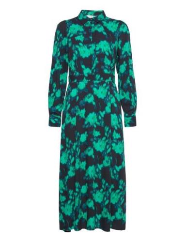 Yasflair Ls Long Shirt Dress S. Knælang Kjole Green YAS