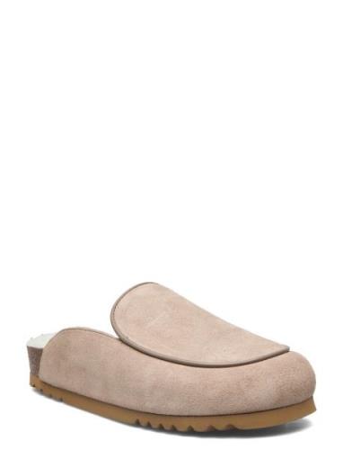 Sl Fae Piping Suede Taupe Shoes Mules & Slip-ins Flat Mules Beige Scho...