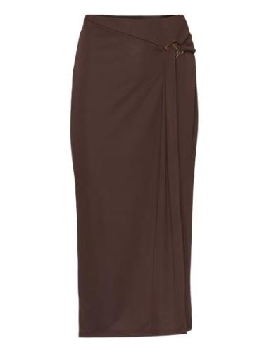 Buckle-Trim Stretch Jersey Pencil Skirt Pencilnederdel Nederdel Brown ...