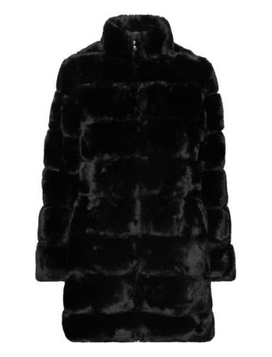 Quilted Faux-Fur Mockneck Coat Outerwear Faux Fur Black Lauren Ralph L...