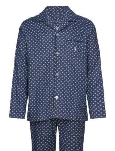 Plaid Flannel Pajama Set Pyjamas Nattøj Navy Polo Ralph Lauren Underwe...