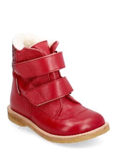 Boots - Flat - With Velcro Vinterstøvler Med Burrebånd Red ANGULUS