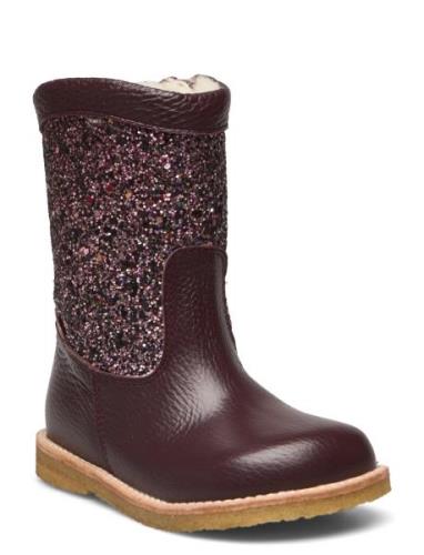 Boots - Flat - With Zipper Vinterstøvler Pull On Purple ANGULUS