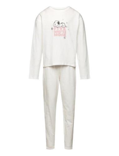 Long Snoopy Pyjama Pyjamassæt White Mango