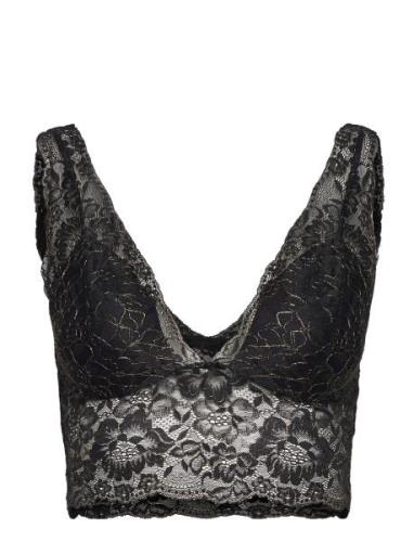 Nicole Bra Top Lurex Lingerie Bras & Tops Soft Bras Bralette Black Mis...