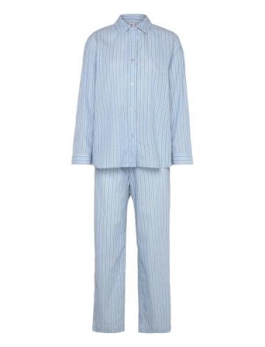 Stripel Pyjamas Set Pyjamas Nattøj Blue Becksöndergaard