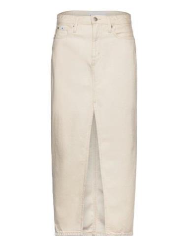 Front Split Maxi Denim Skirt Lang Nederdel Cream Calvin Klein Jeans